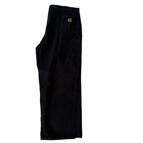Carhartt B11 BLK 50x32 Mens Washed Duck Work Dungaree Pants Loose Fit Black NWT - Picture 1 of 7